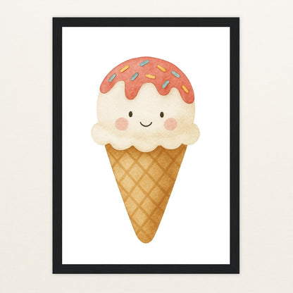 Süßes: Eiscreme Poster mit Holzrahmen von tinylearner