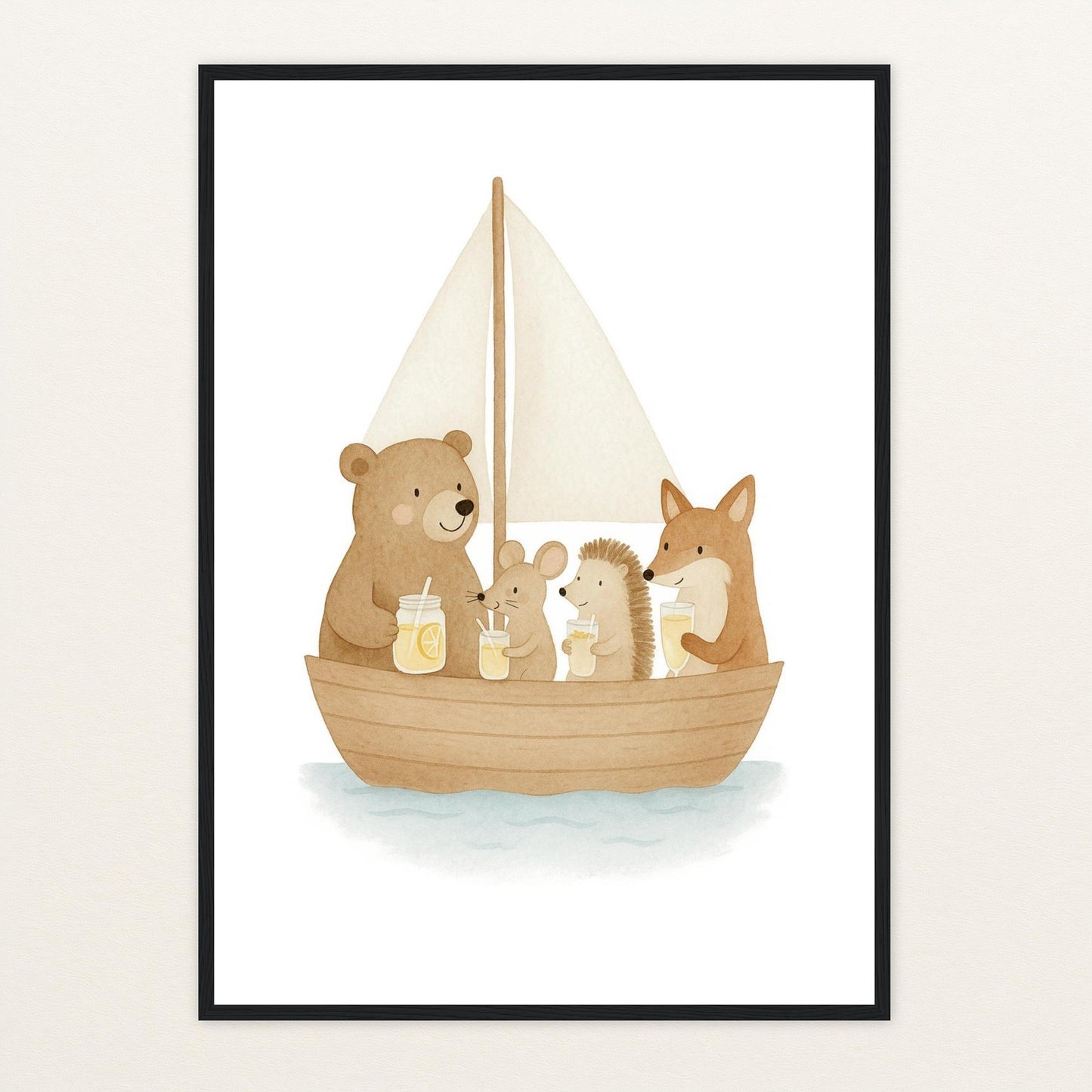Tierfreunde - Motiv: "Segelschiff" Poster mit Holzrahmen von tinylearner