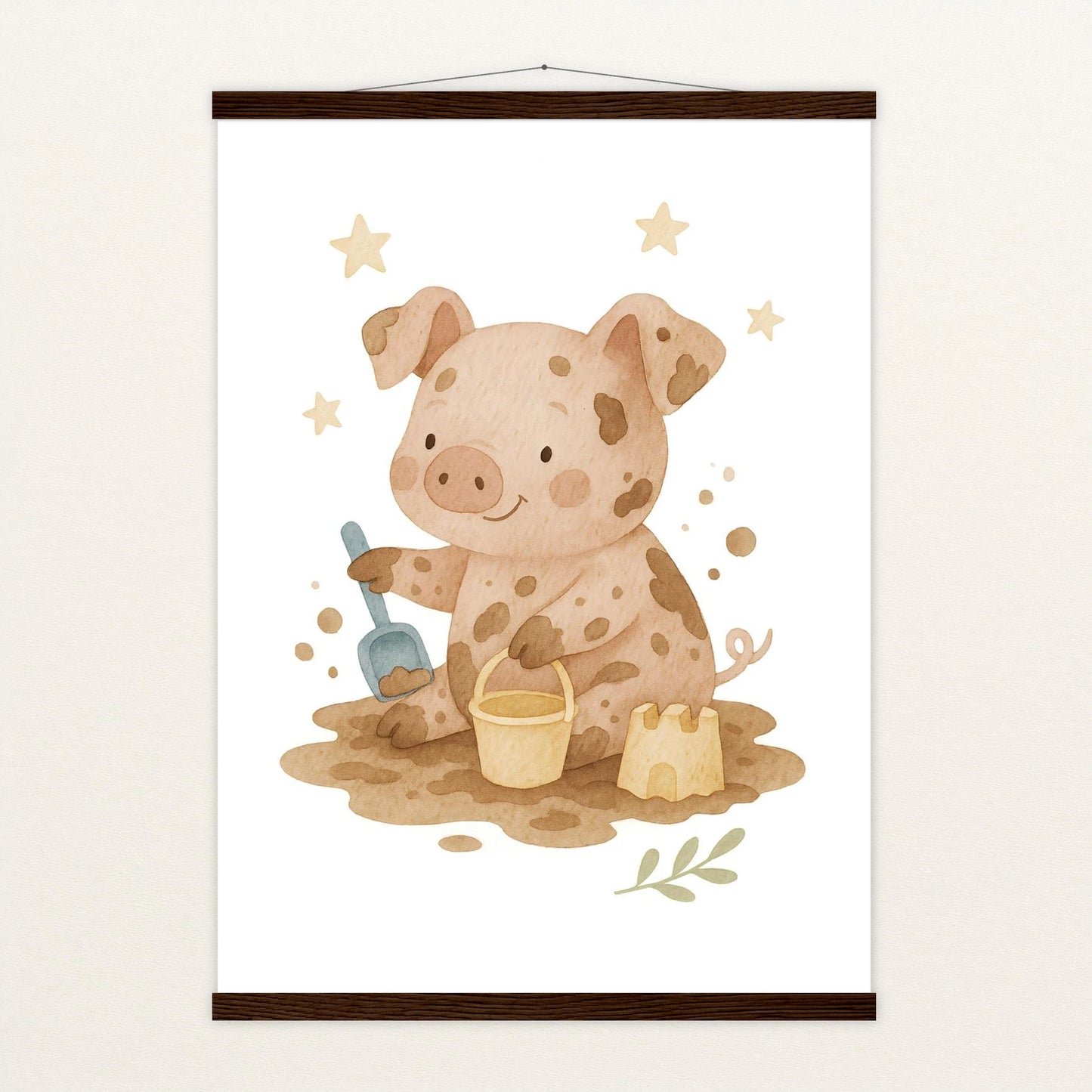 Susi das Schwein - Motiv: "Sandkasten" Poster mit Leisten von tinylearner