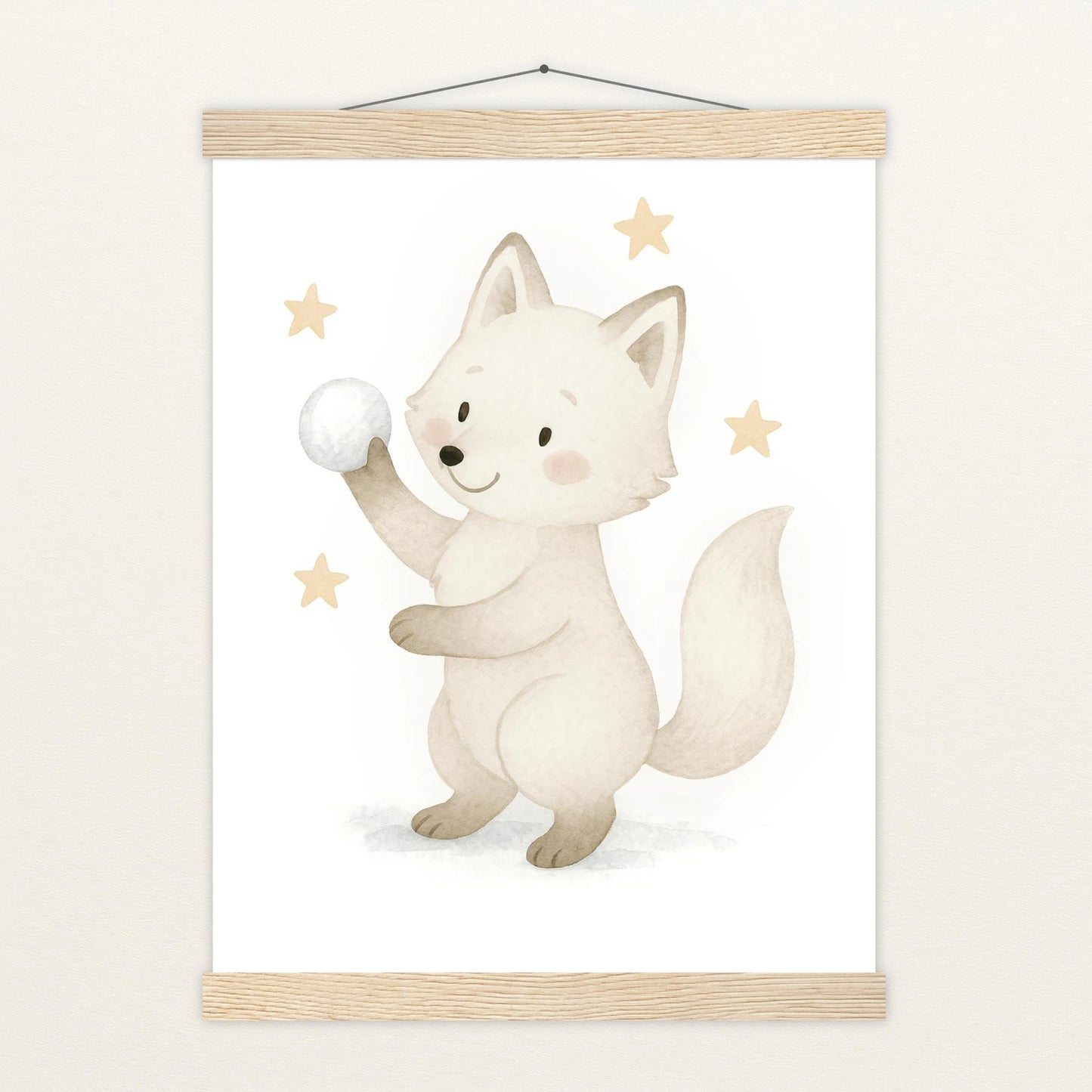 Pino der Polarfuchs - Motiv: "Schneeball" Poster mit Leisten von tinylearner