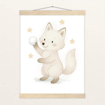 Pino der Polarfuchs - Motiv: "Schneeball" Poster mit Leisten von tinylearner