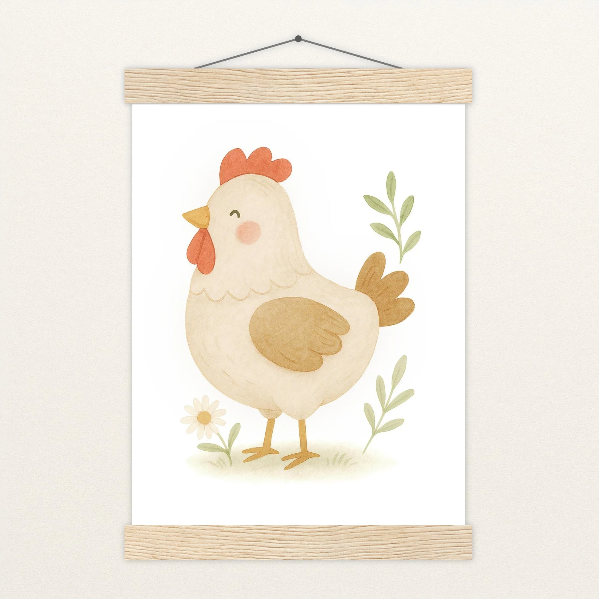 Hanni das Huhn Poster mit Leisten von tinylearner