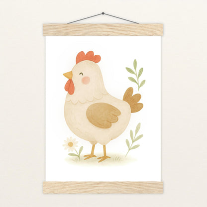 Hanni das Huhn Poster mit Leisten von tinylearner