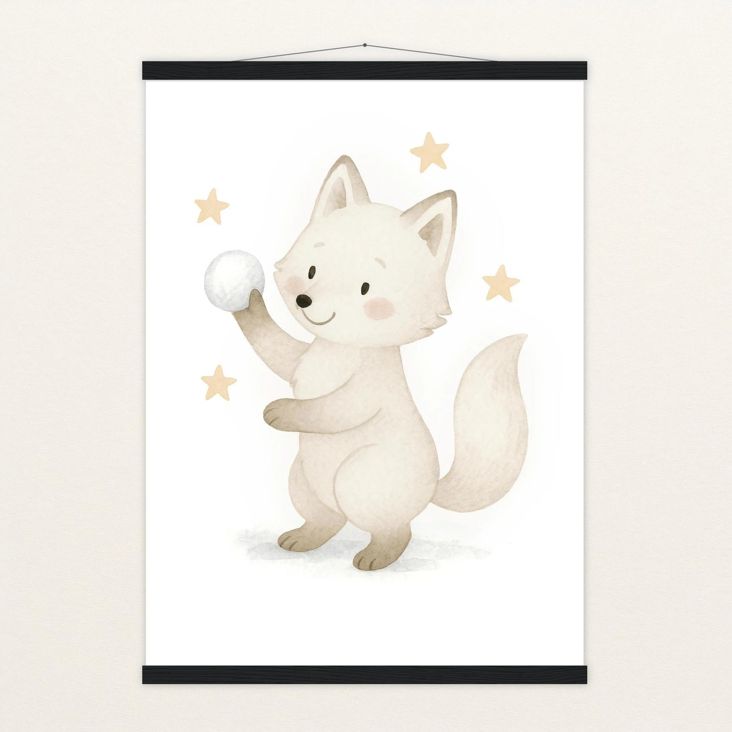 Pino der Polarfuchs - Motiv: "Schneeball" Poster mit Leisten von tinylearner