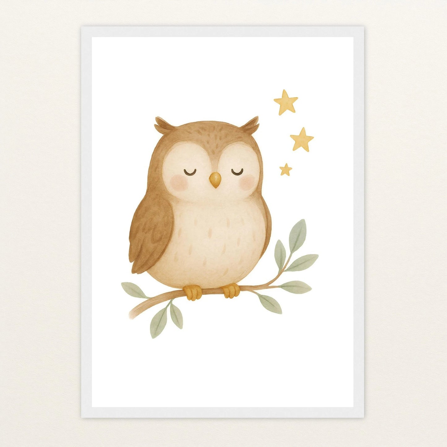 Emmi die Eule Poster mit Holzrahmen von tinylearner