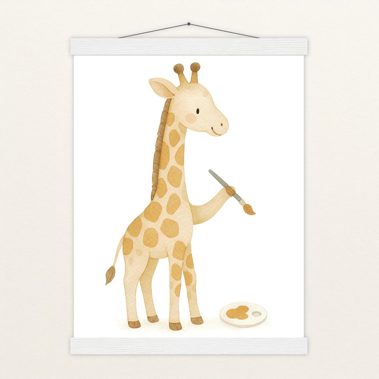 Greta die Giraffe - Motiv: "Malen" Poster mit Leisten von tinylearner