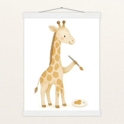 Greta die Giraffe - Motiv: "Malen" Poster mit Leisten von tinylearner