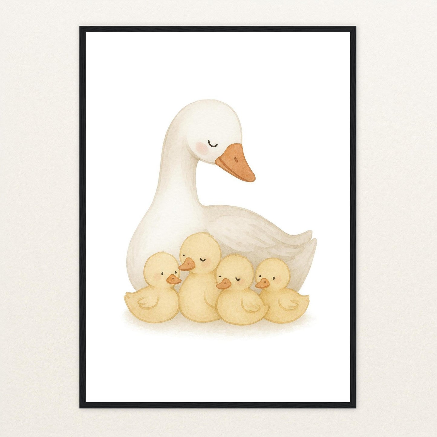 Gusi die Gans - Motiv: "Familie" Poster mit Holzrahmen von tinylearner