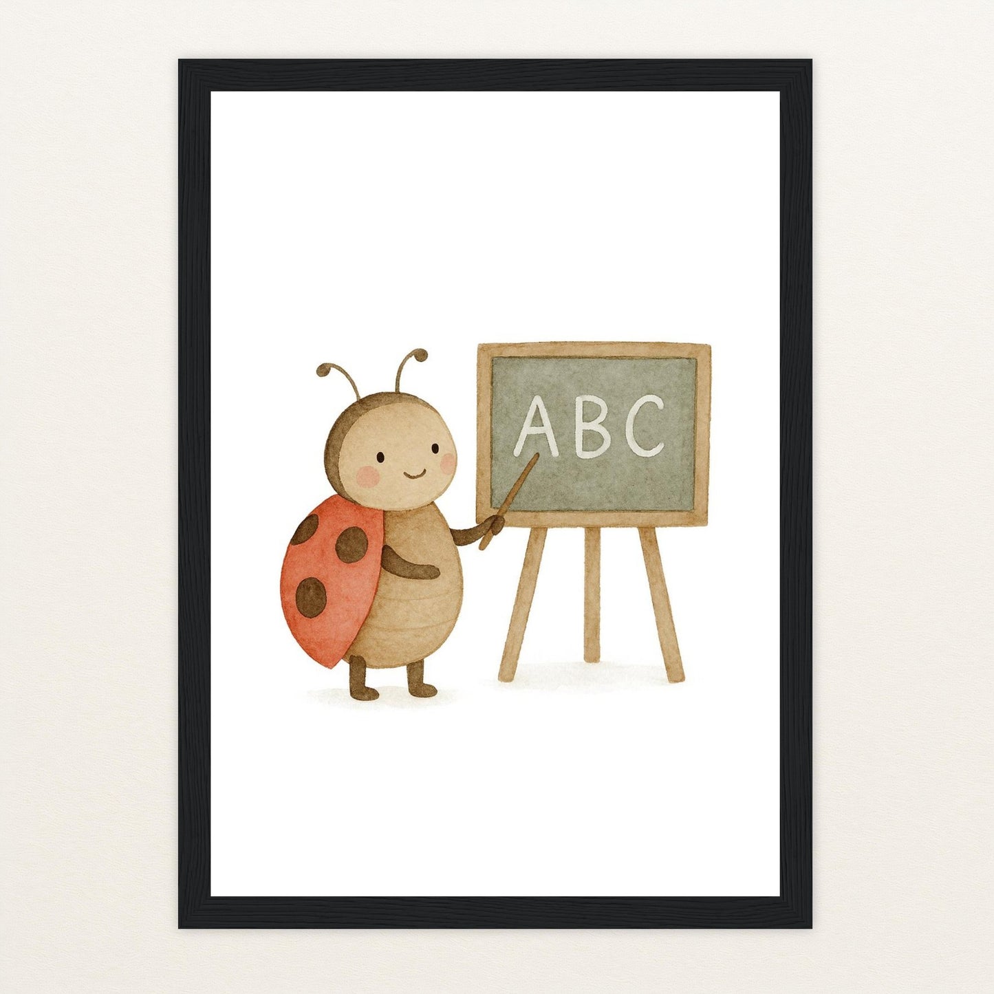 Marie der Marienenkäfer - Lehrer Poster mit Holzrahmen von tinylearner