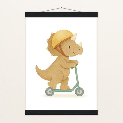 Dinosaurier Triceratops - Motiv: "Roller" Poster mit Leisten von tinylearner