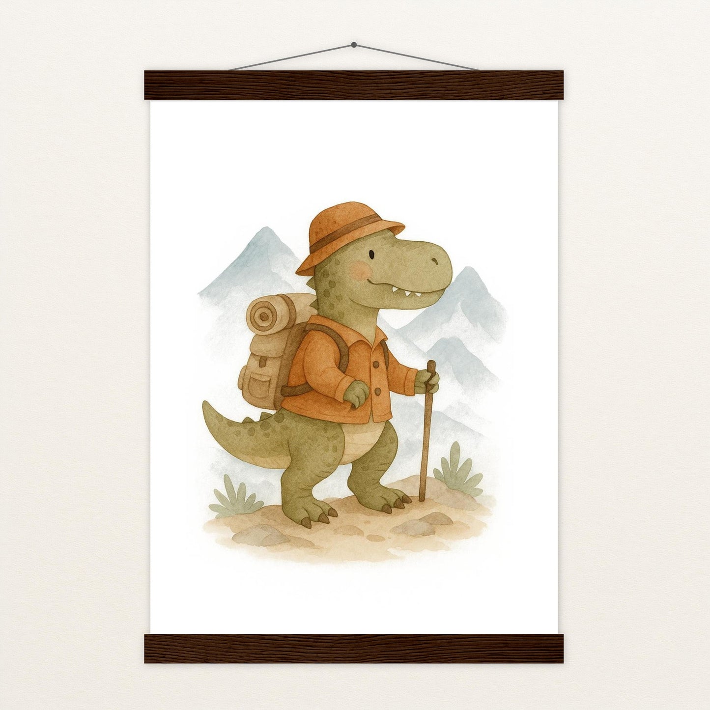 Dinosaurier T-Rex - Motiv: "Wandern" Poster mit Leisten von tinylearner