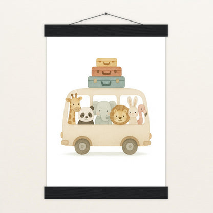 Tierfreunde - Motiv: "Reisebus" Poster mit Leisten von tinylearner