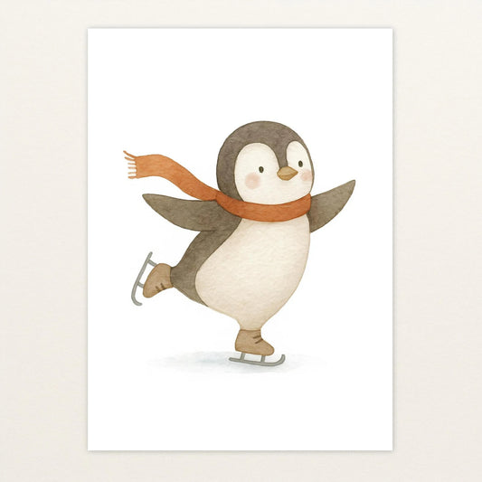 Pia der Pinguin - Motiv: "Eislaufen" Poster von tinylearner