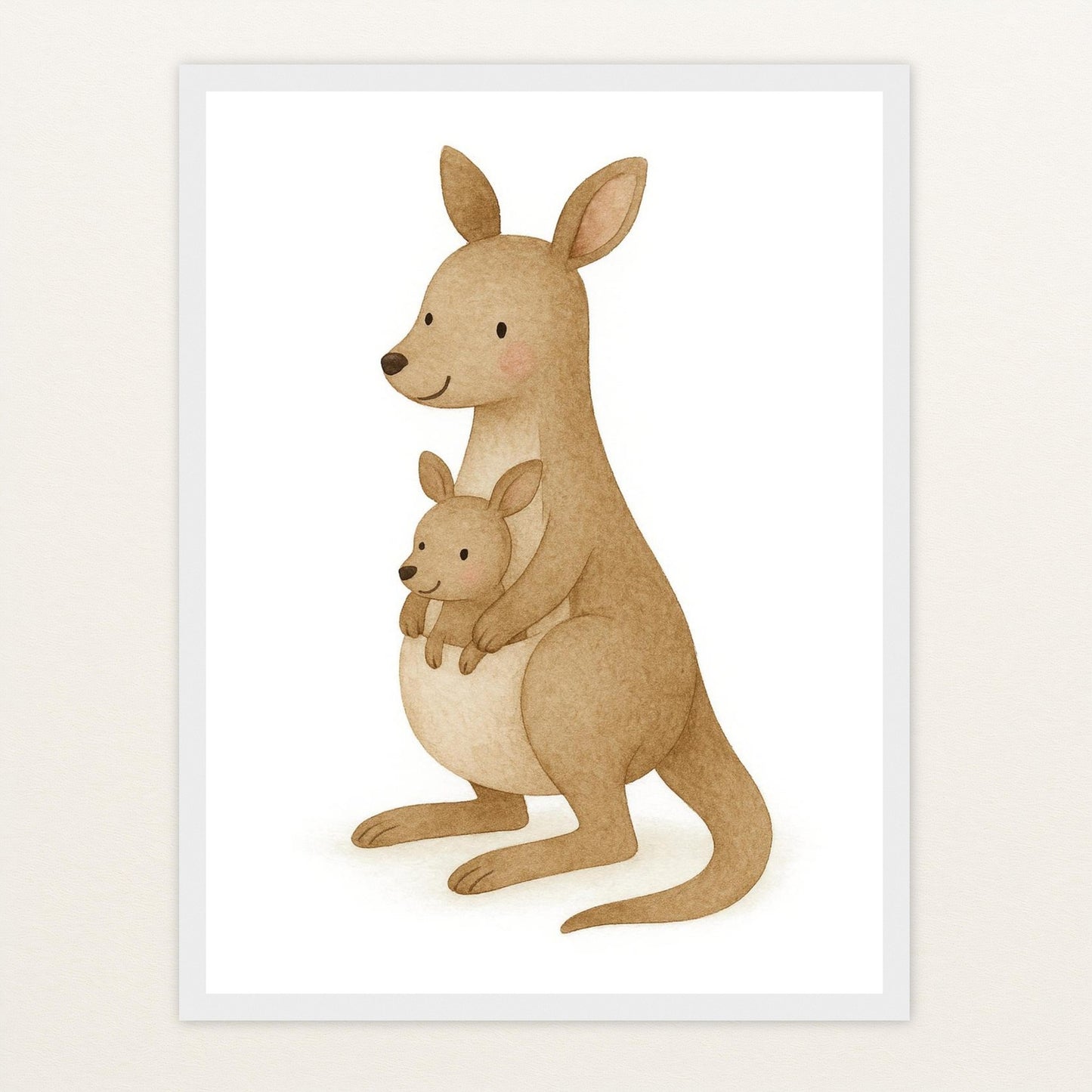 Kängu das Känguru Poster mit Holzrahmen von tinylearner