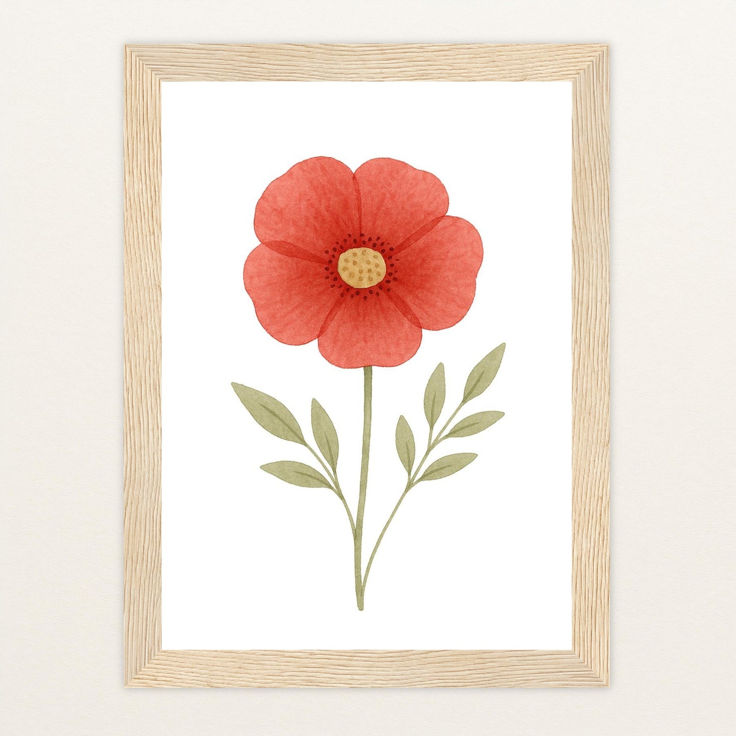 Mohnblume Poster mit Holzrahmen von tinylearner