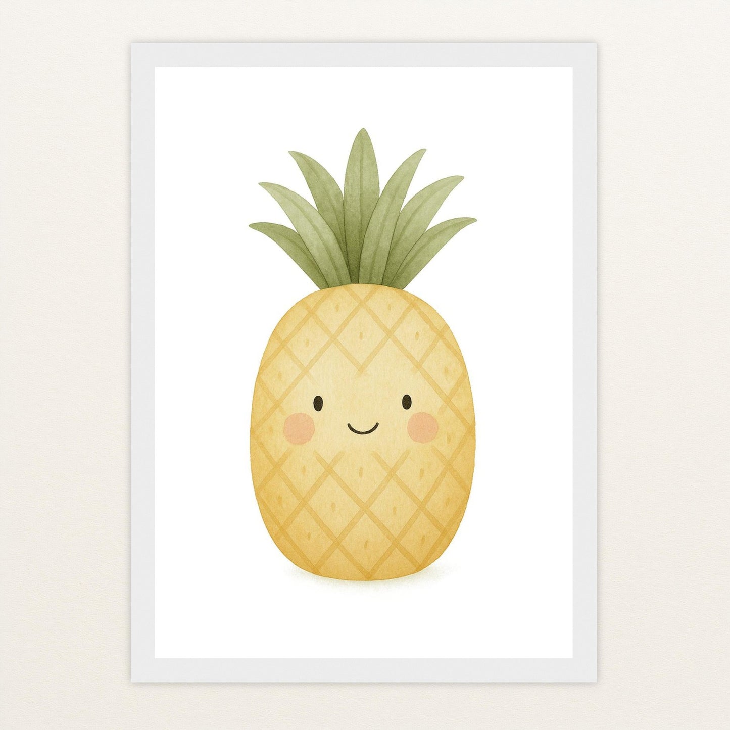 Obst: Ananas Poster mit Holzrahmen von tinylearner