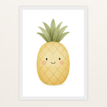 Obst: Ananas Poster mit Holzrahmen von tinylearner