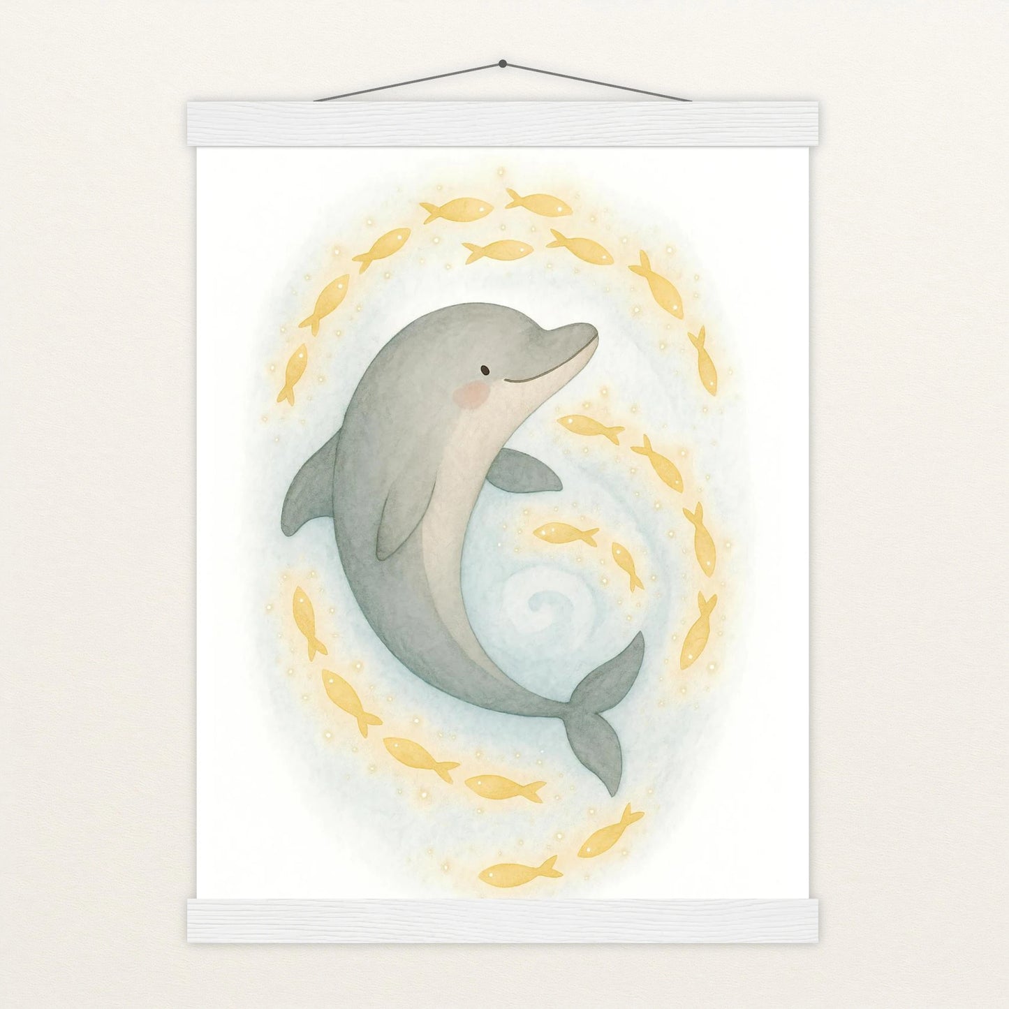 Dora der Delfin - Motiv: "Leuchtfische" Poster mit Leisten von tinylearner