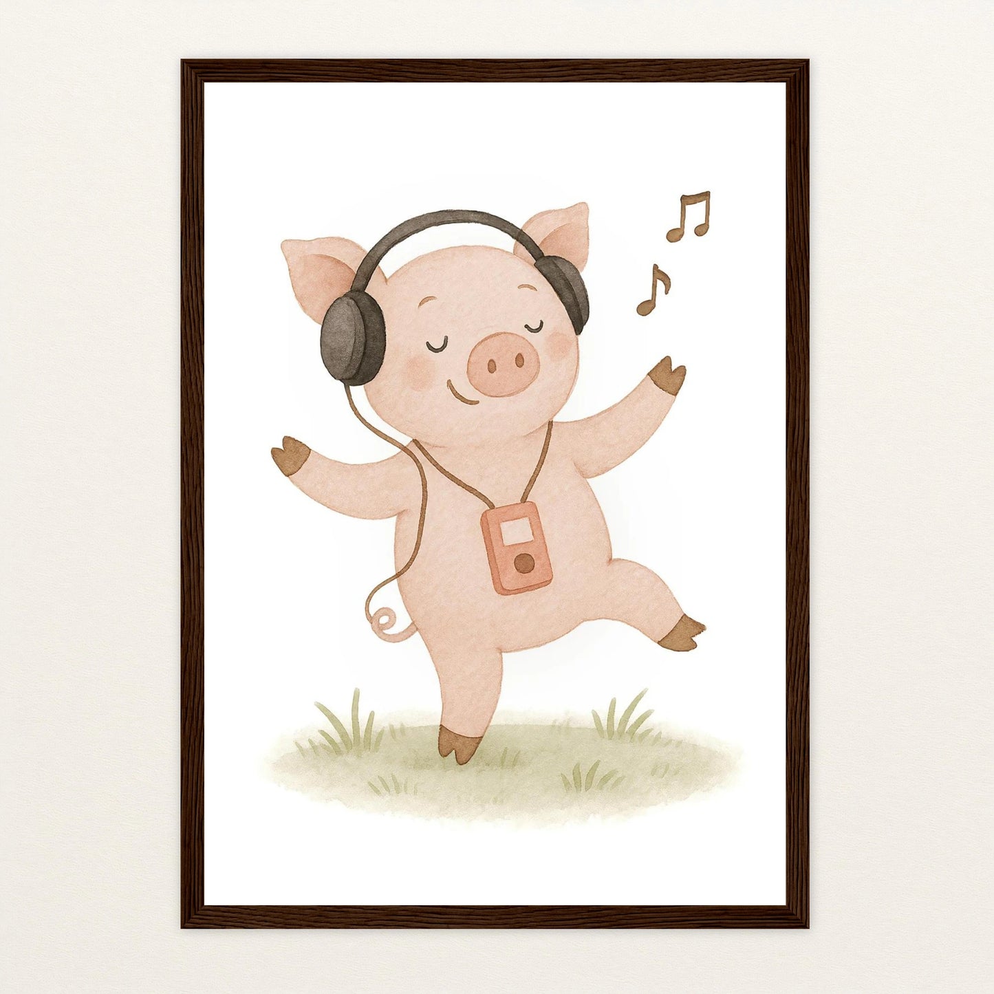 Susi das Schwein - Motiv: "Musik" Poster mit Holzrahmen von tinylearner