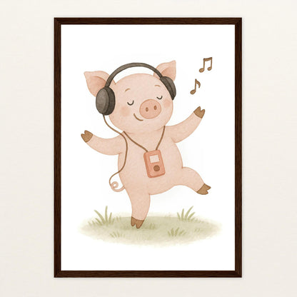 Susi das Schwein - Motiv: "Musik" Poster mit Holzrahmen von tinylearner