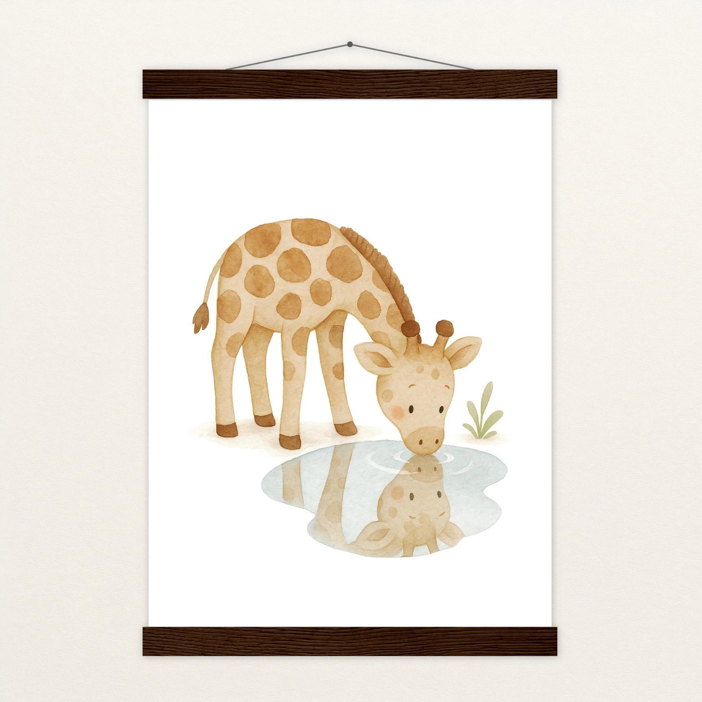 Greta die Giraffe - Motiv: "Trinken" Poster mit Leisten von tinylearner