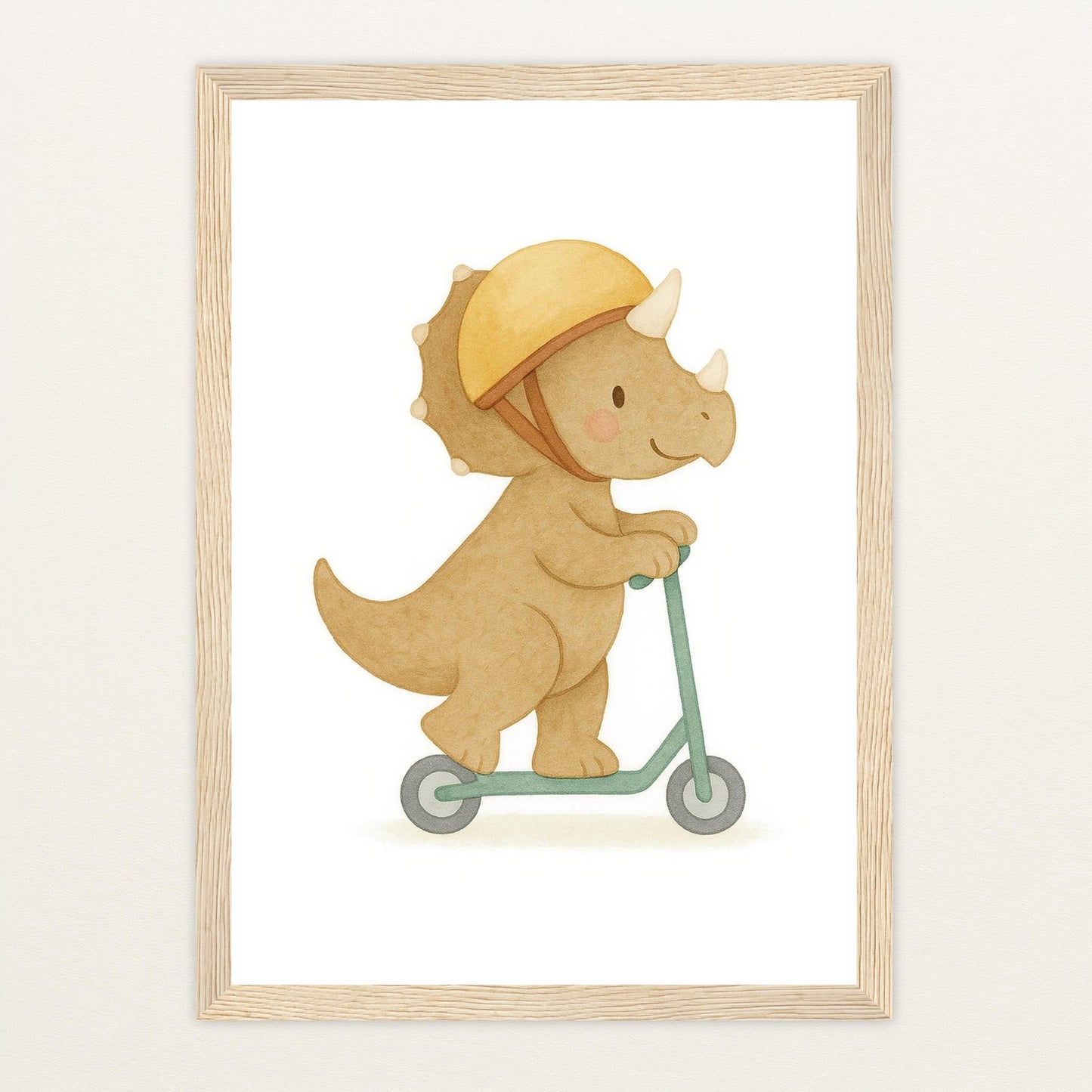 Dinosaurier Triceratops - Motiv: "Roller" Poster mit Holzrahmen von tinylearner