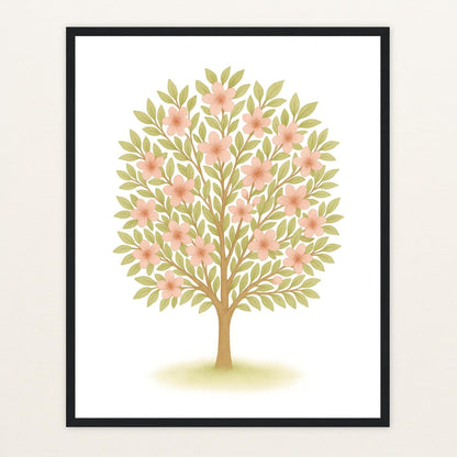 Kirschbaum Poster mit Holzrahmen von tinylearner