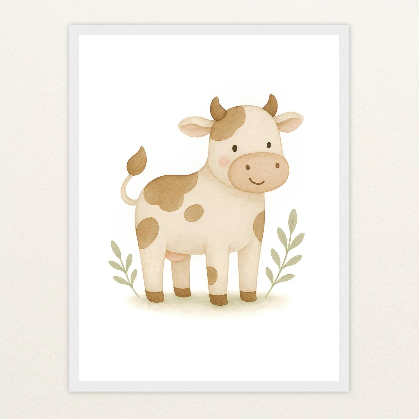 Klara die Kuh Poster mit Holzrahmen von tinylearner