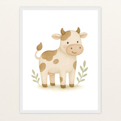 Klara die Kuh Poster mit Holzrahmen von tinylearner