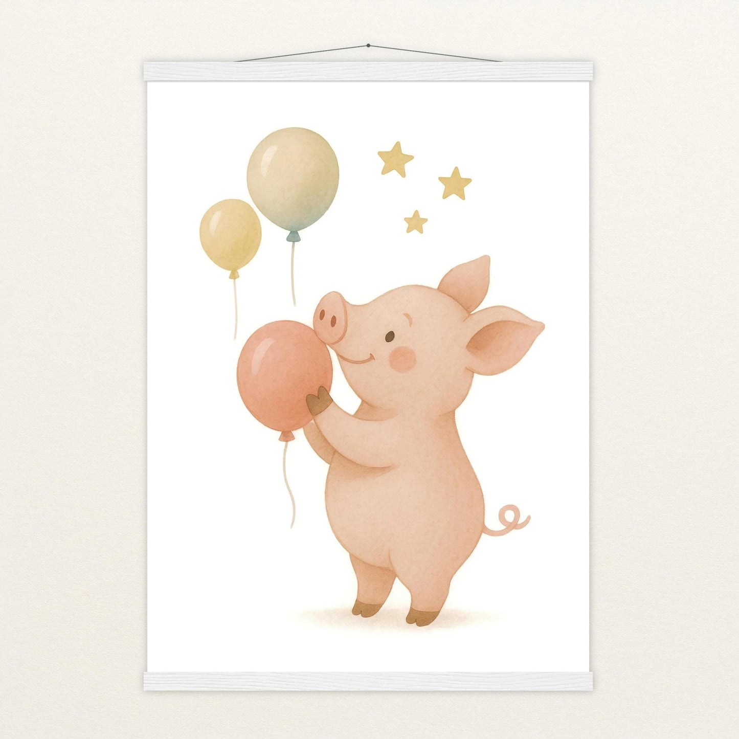 Susi das Schwein - Motiv: "Ballons" Poster mit Leisten von tinylearner