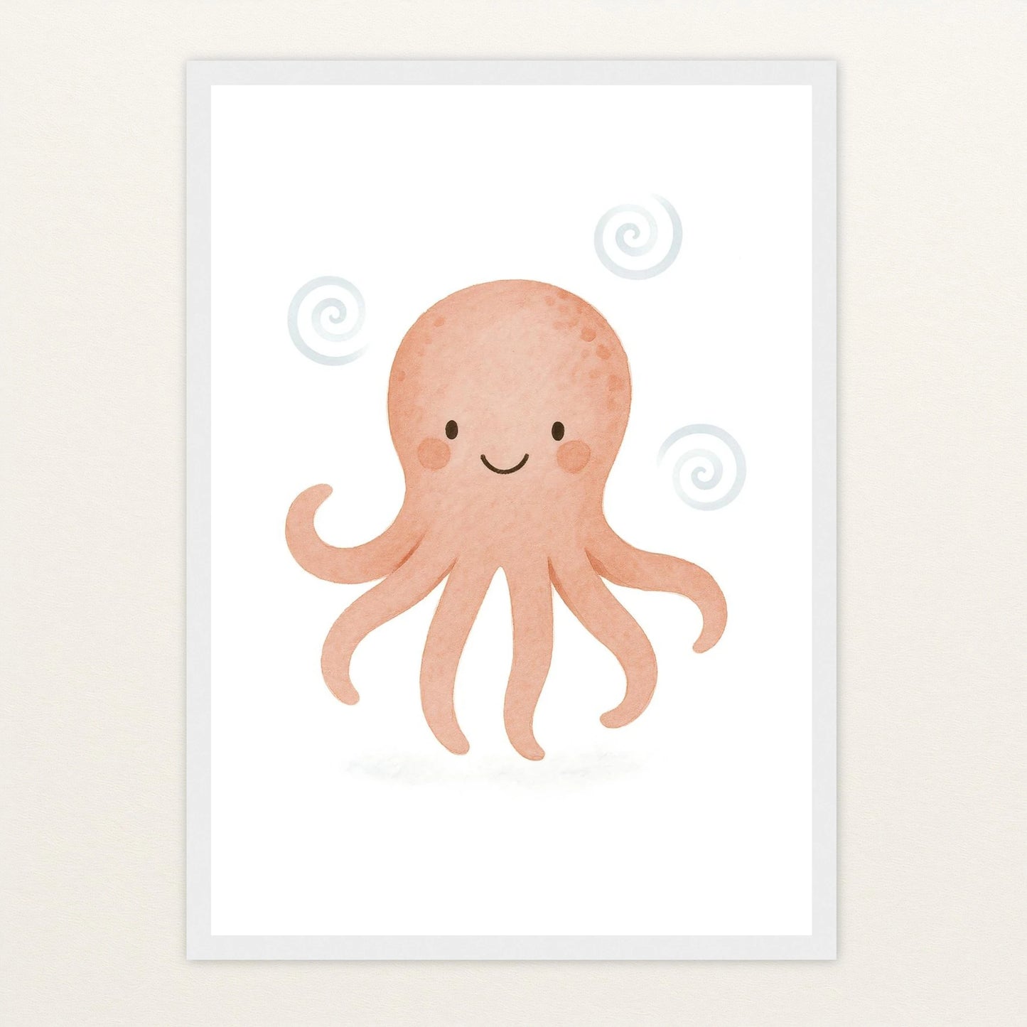 Tilli der Tintenfisch Poster mit Holzrahmen von tinylearner