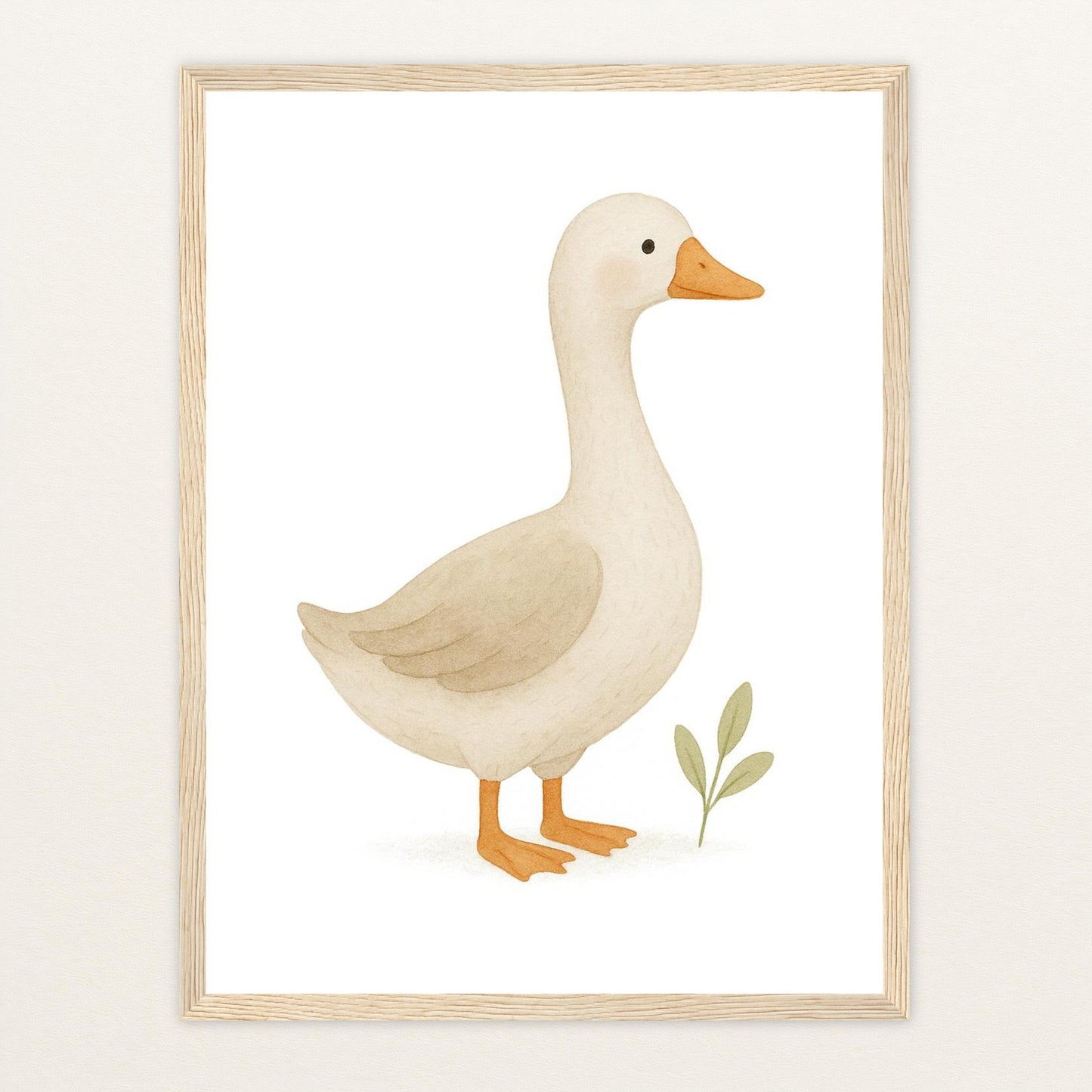 Gusi die Gans Poster mit Holzrahmen von tinylearner