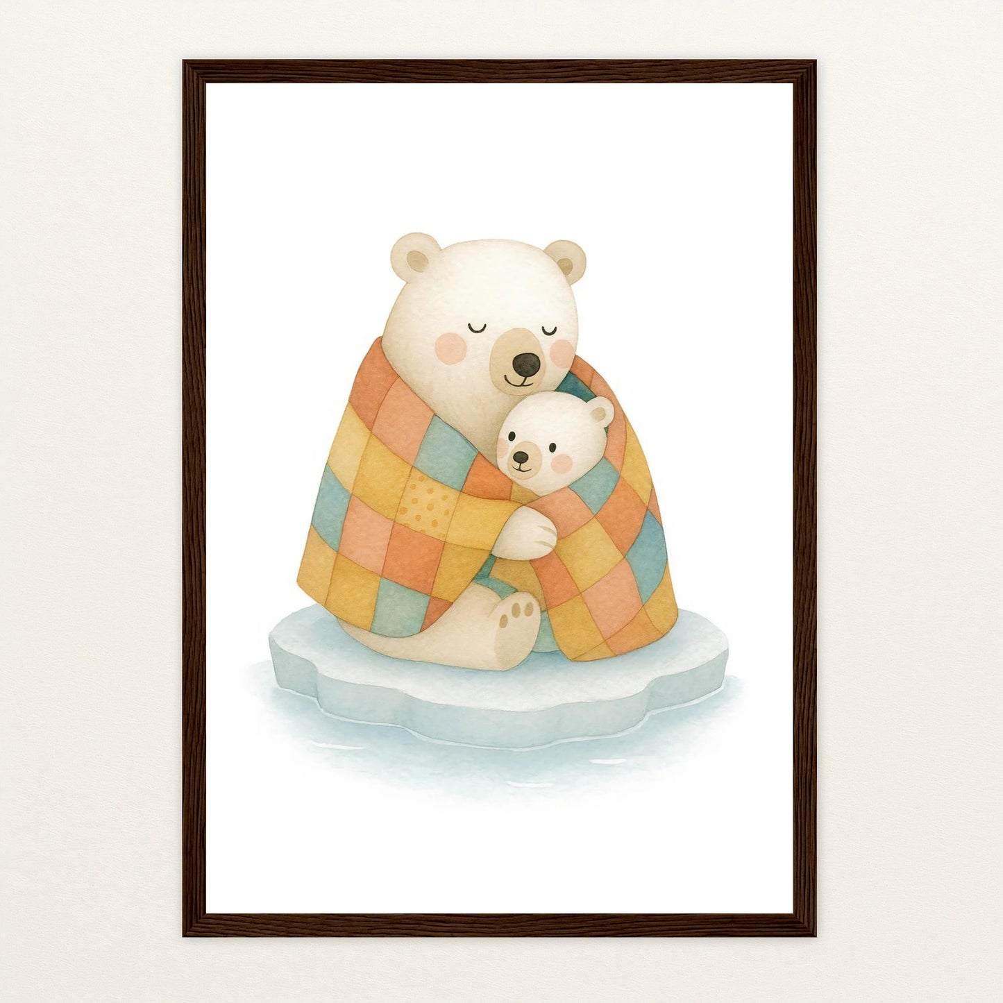 Pummel der Polarbär - Motiv: "Familie" Poster mit Holzrahmen von tinylearner