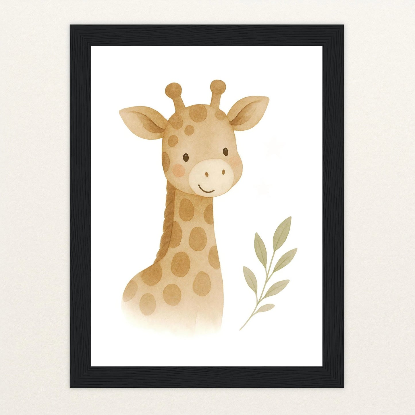 Greta die Giraffe Poster mit Holzrahmen von tinylearner