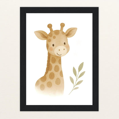 Greta die Giraffe Poster mit Holzrahmen von tinylearner