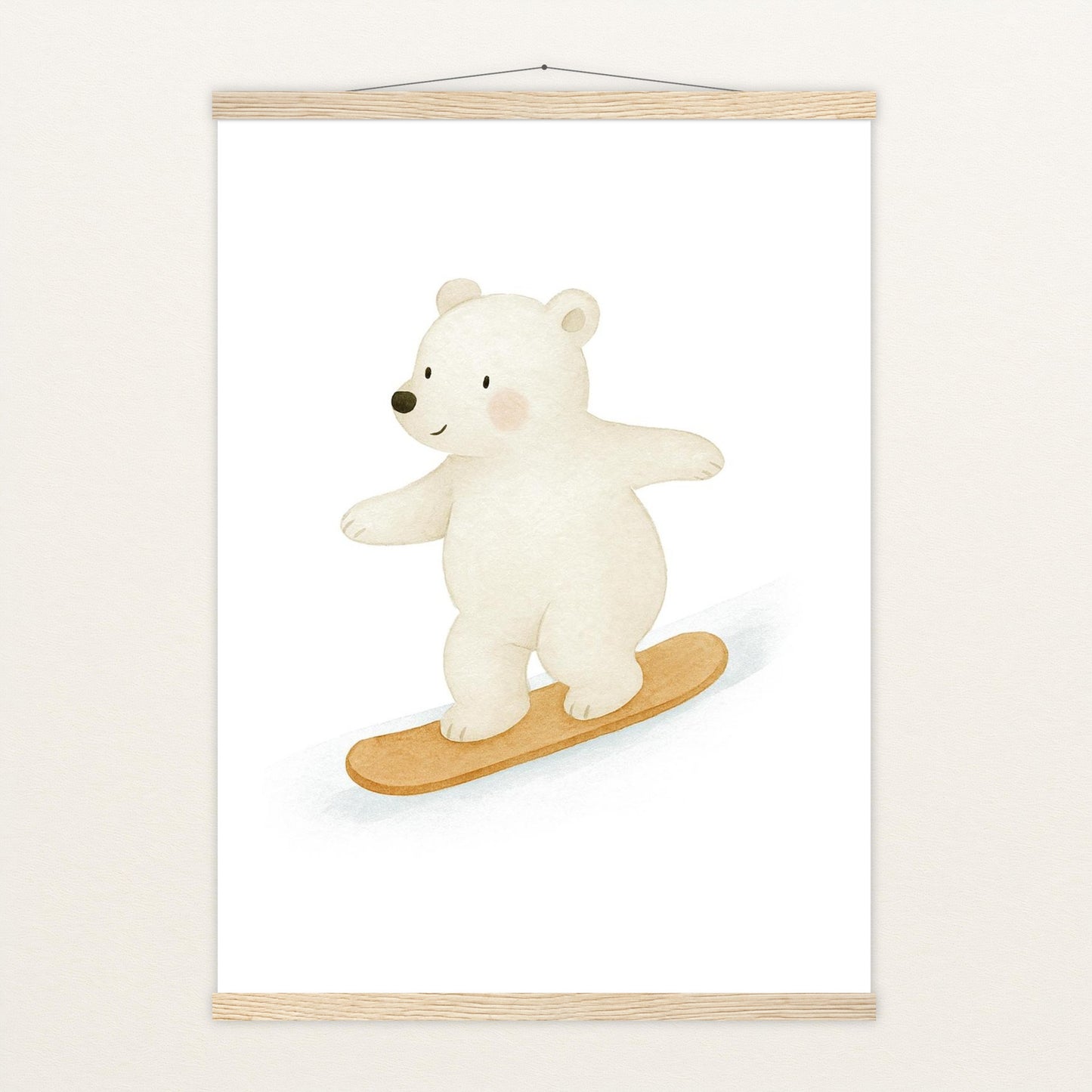 Pummel der Polarbär - Motiv: "Snowboard" Poster mit Leisten von tinylearner