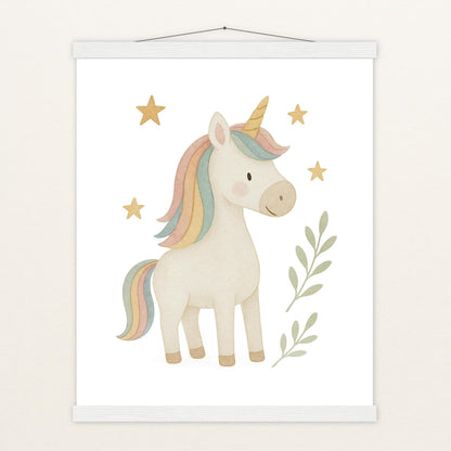 Luni das Einhorn Poster mit Leisten von tinylearner