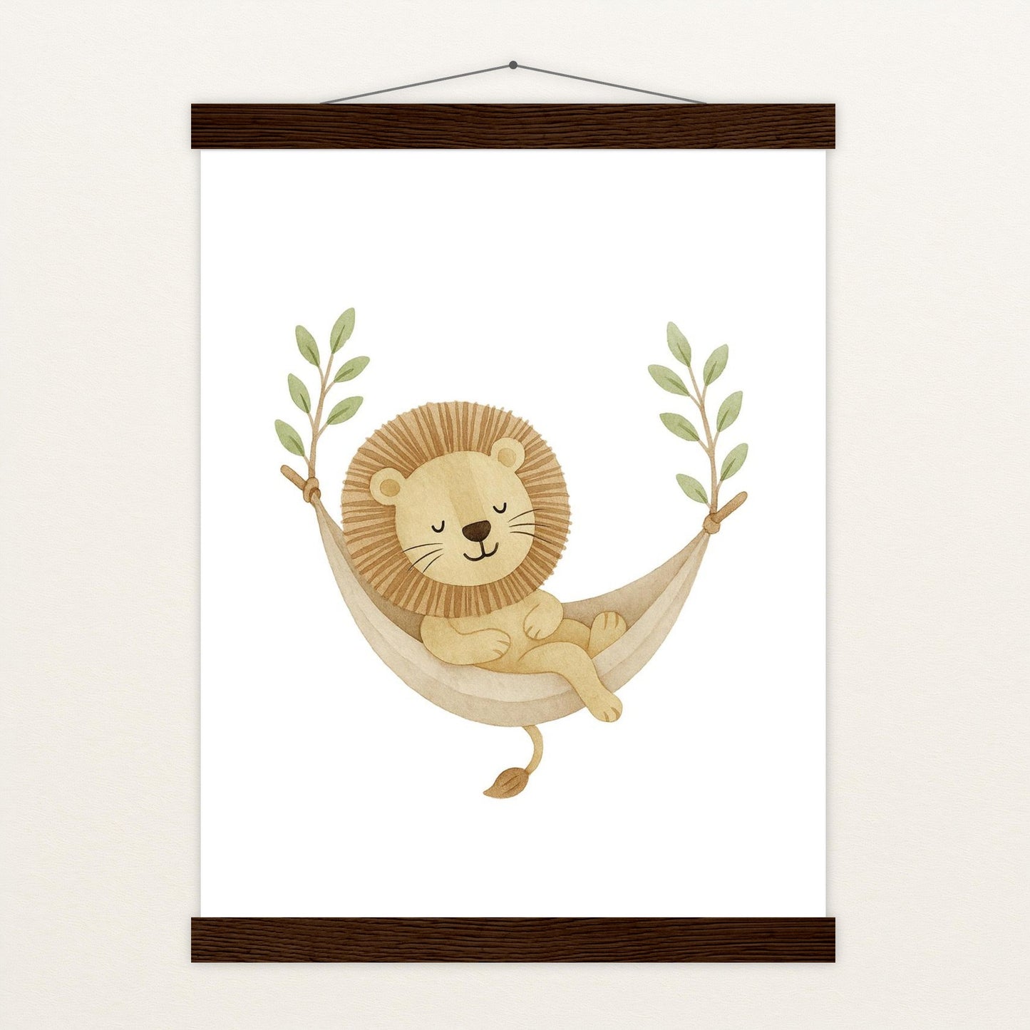 Leo der Löwe - Motiv: "Hängematte" Poster mit Leisten von tinylearner