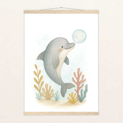 Dora der Delfin - Motiv: "Luftblase" Poster mit Leisten von tinylearner