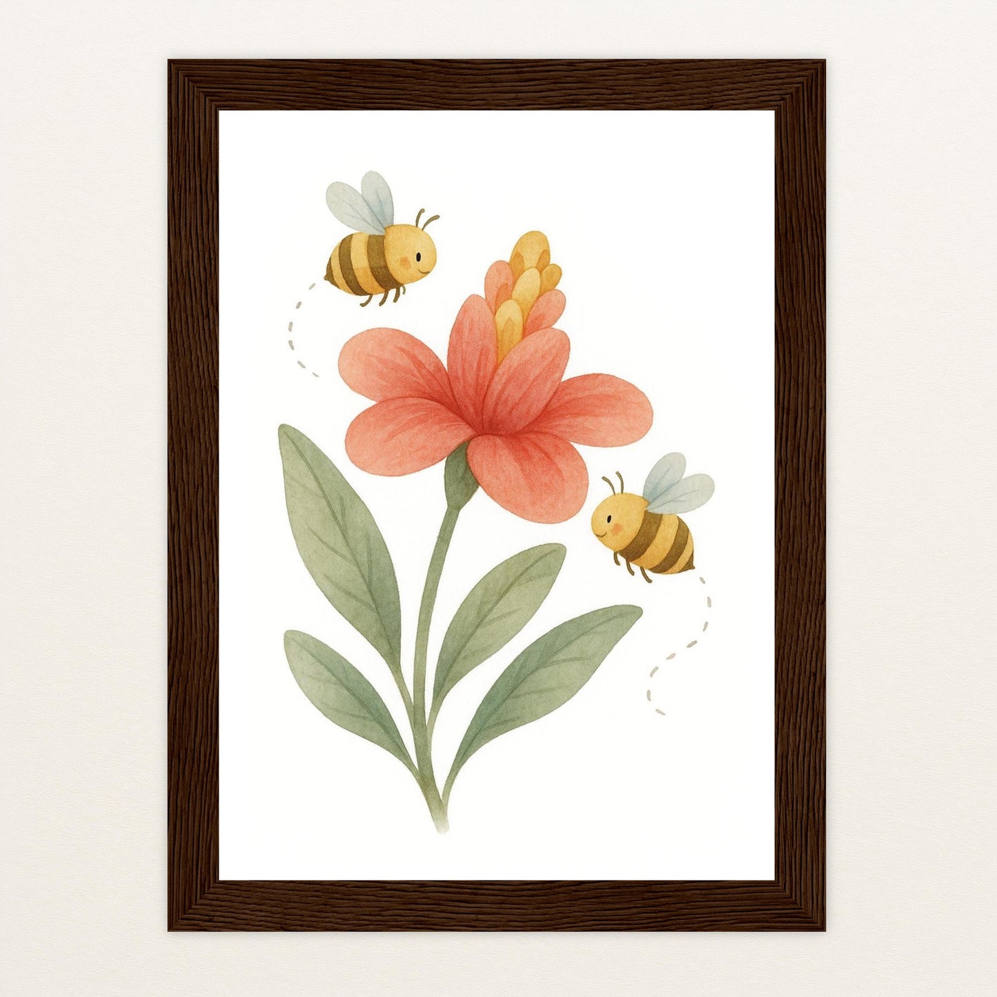 Bibi die Biene - Motiv: "Blume" Poster mit Holzrahmen von tinylearner