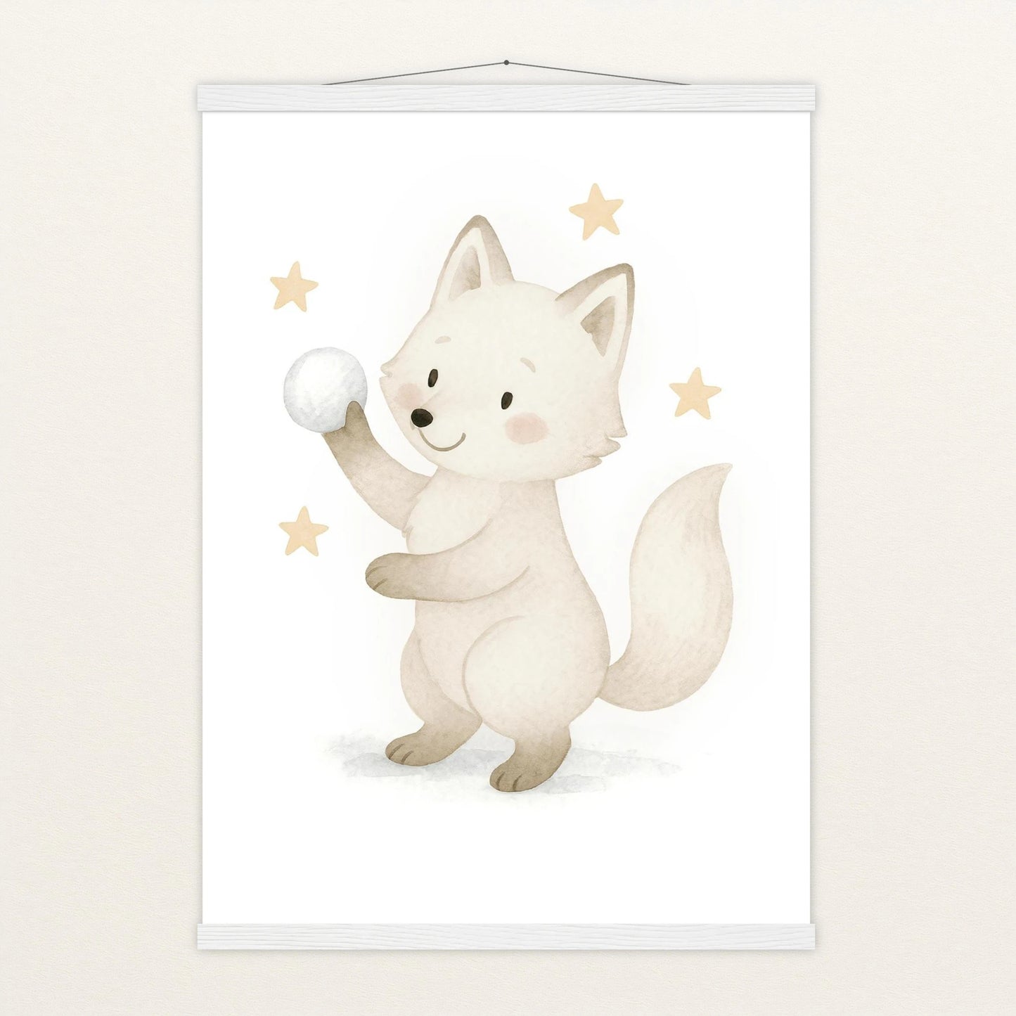 Pino der Polarfuchs - Motiv: "Schneeball" Poster mit Leisten von tinylearner