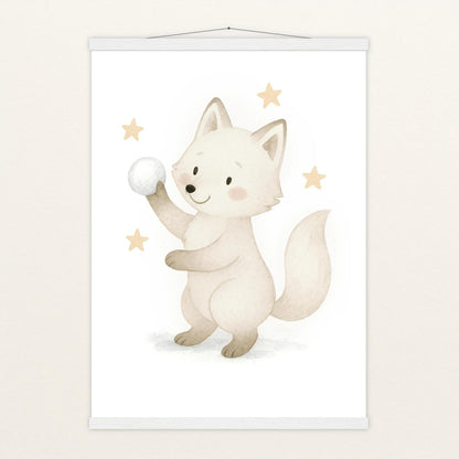 Pino der Polarfuchs - Motiv: "Schneeball" Poster mit Leisten von tinylearner