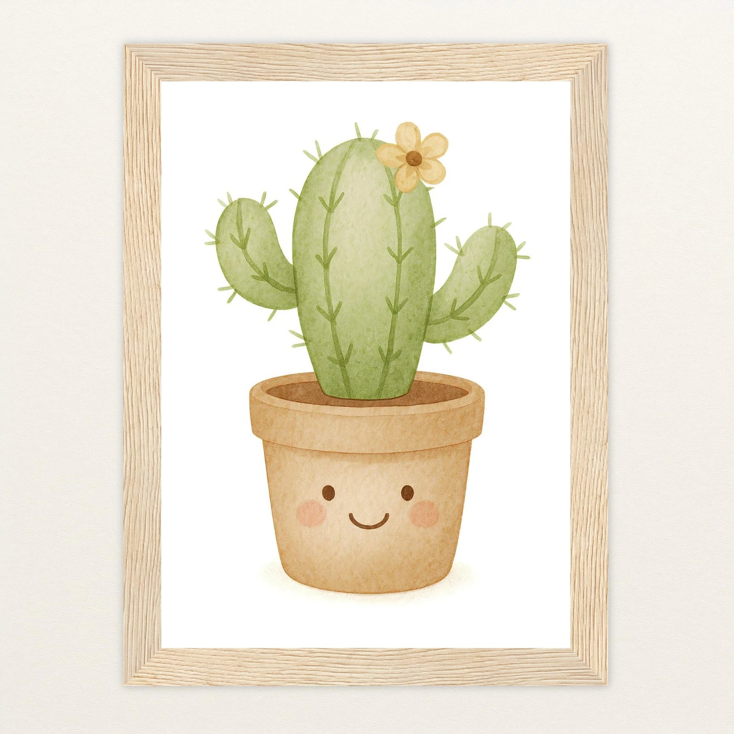 Kaktus Poster mit Holzrahmen von tinylearner