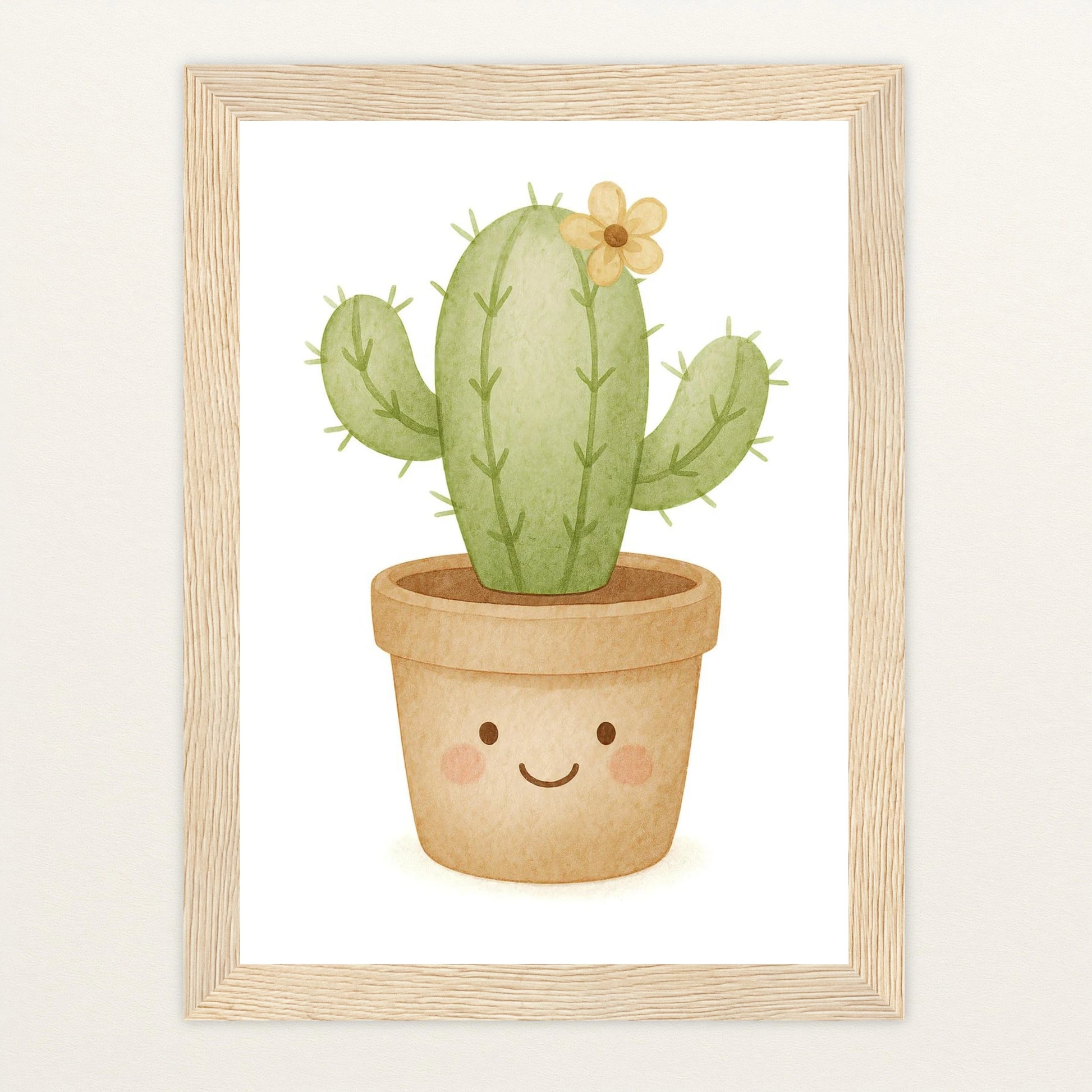 Kaktus Poster mit Holzrahmen von tinylearner