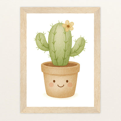 Kaktus Poster mit Holzrahmen von tinylearner