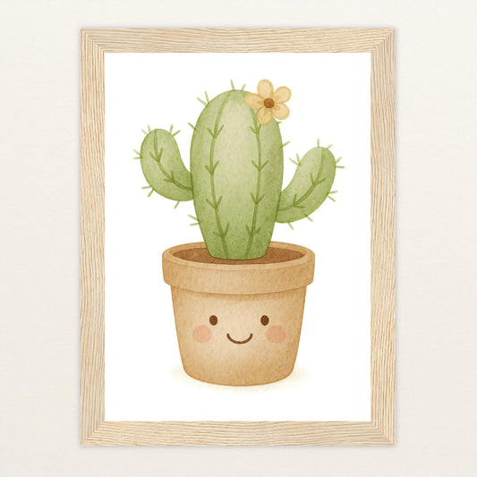 Kaktus Poster mit Holzrahmen von tinylearner