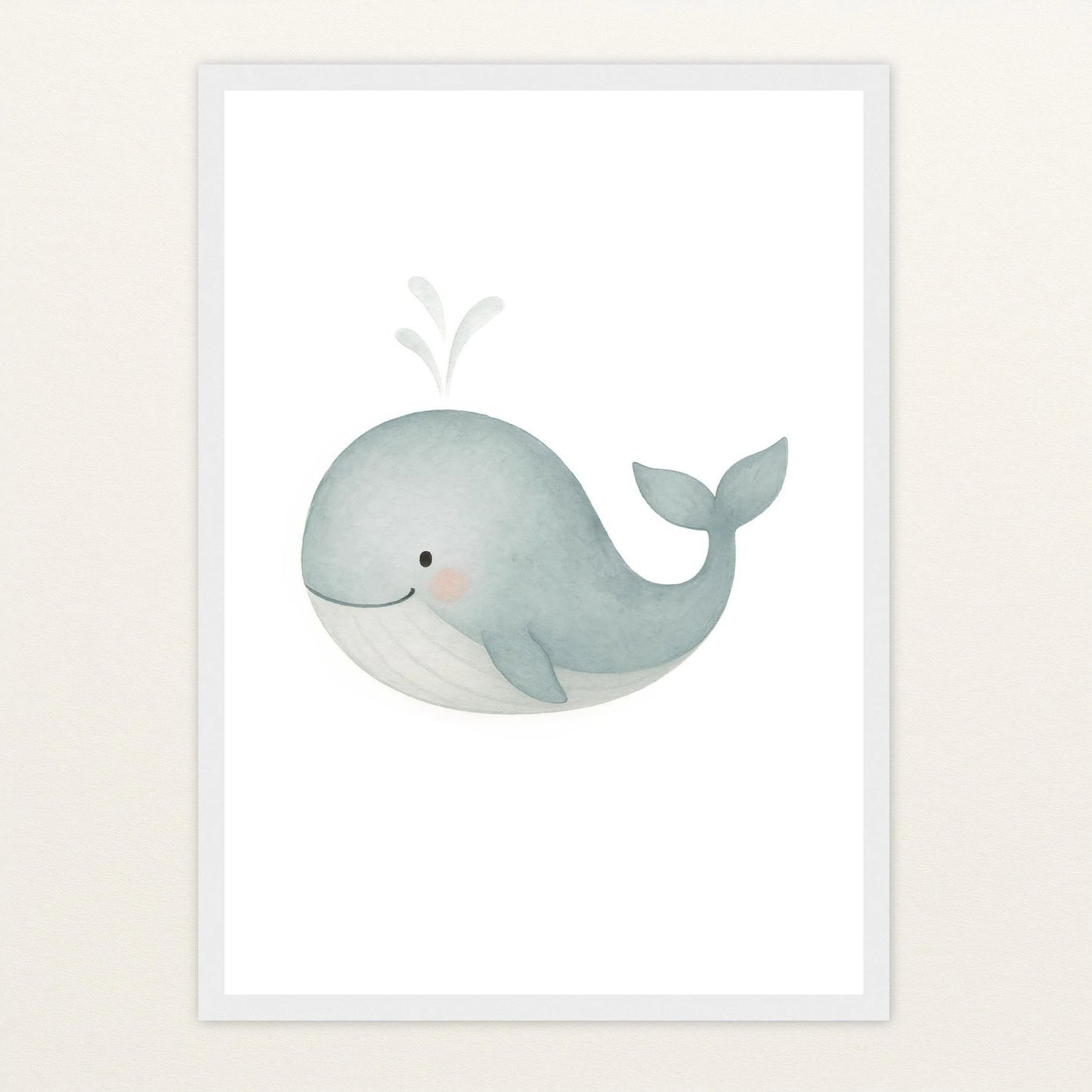 Willi der Wal Poster mit Holzrahmen von tinylearner