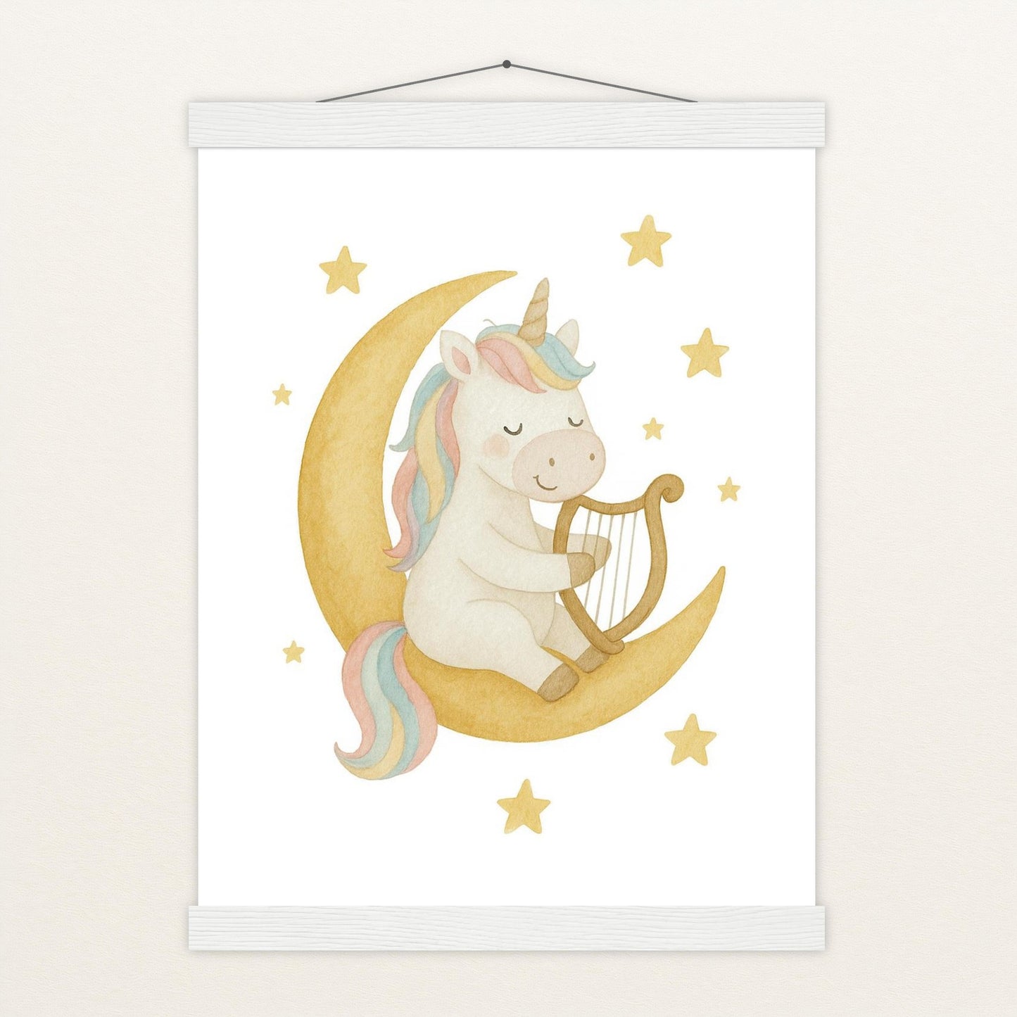 Luni das Einhorn - Motiv: "Mond" Poster mit Leisten von tinylearner