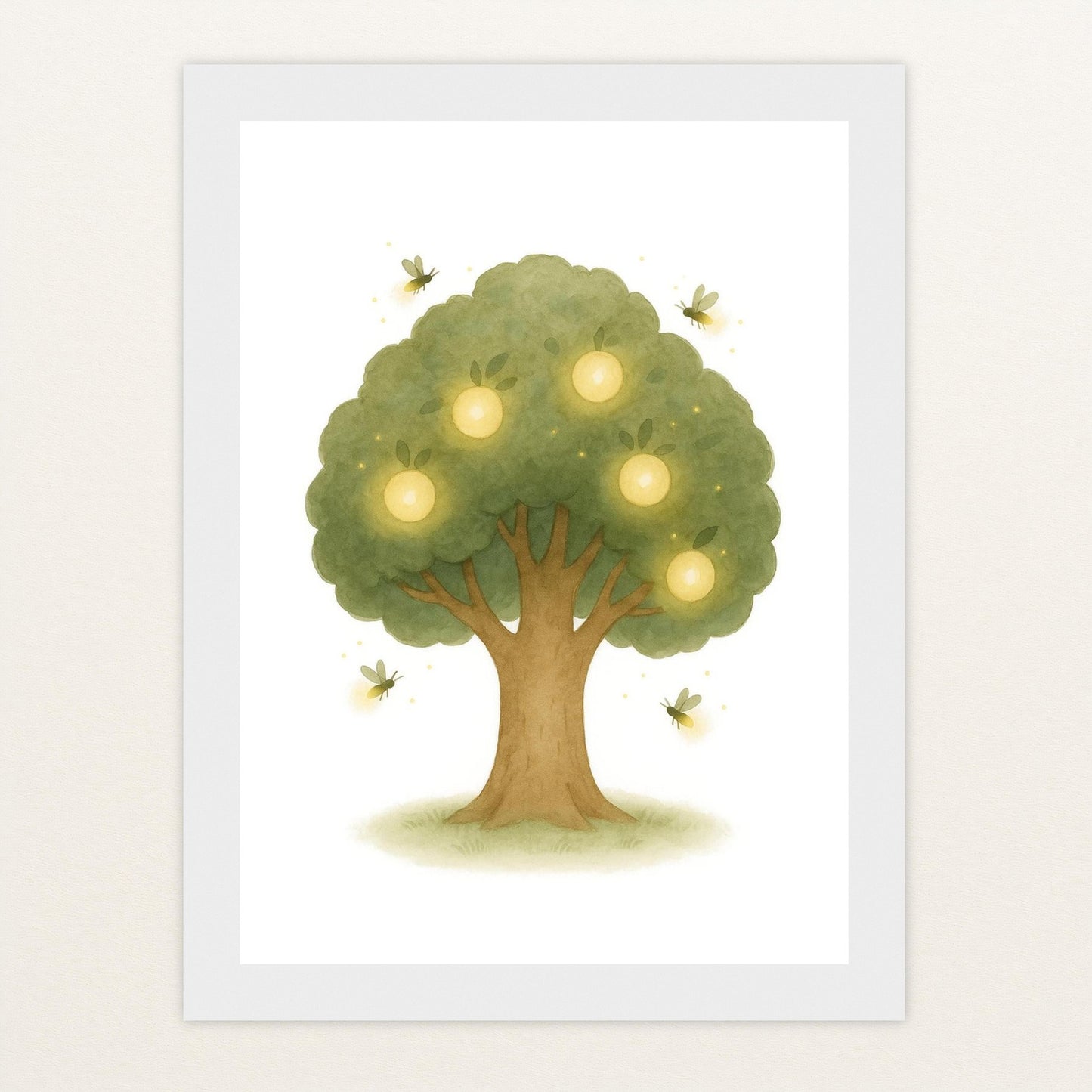 Leuchtbaum Poster mit Holzrahmen von tinylearner