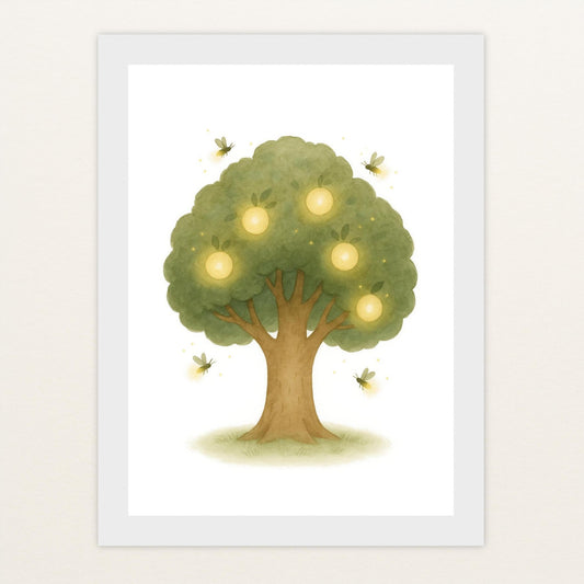 Leuchtbaum Poster mit Holzrahmen von tinylearner